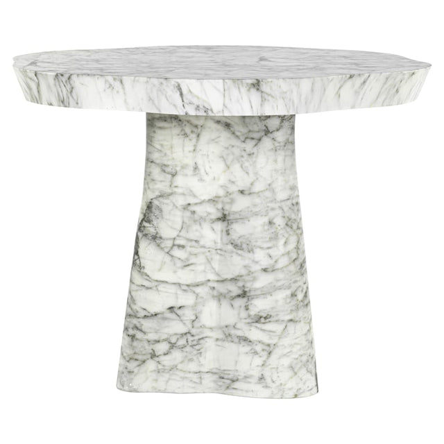 Eettafel Rockyard 140Ø faux wit marmer indoor/outdoor (White) van Richmond Interiors – Luxe comfort op maat van PureWonen. Vraag naar de beste prijs.
