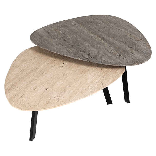 Salontafel Spencer set van 2 beige/grey travertine (Beige) van Richmond Interiors – Luxe comfort op maat van PureWonen. Vraag naar de beste prijs.