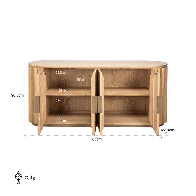 Dressoir Belfort 4-deurs (Natural oak) van Richmond Interiors – Luxe comfort op maat van PureWonen. Vraag naar de beste prijs.