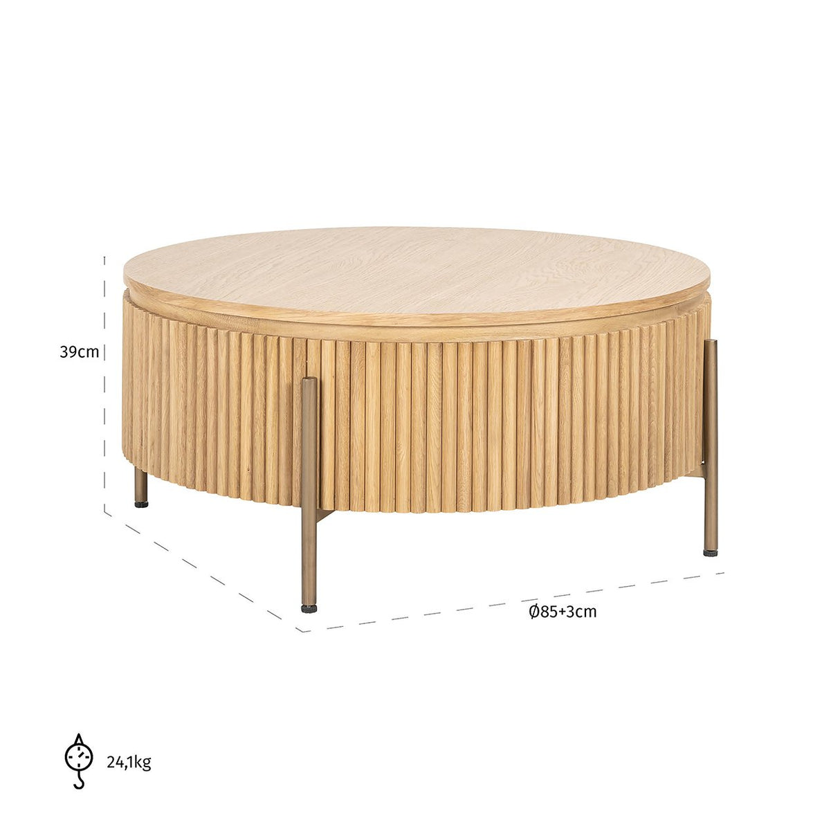 Salontafel Belfort 85Ø (Natural oak) van Richmond Interiors – Luxe comfort op maat van PureWonen. Vraag naar de beste prijs.