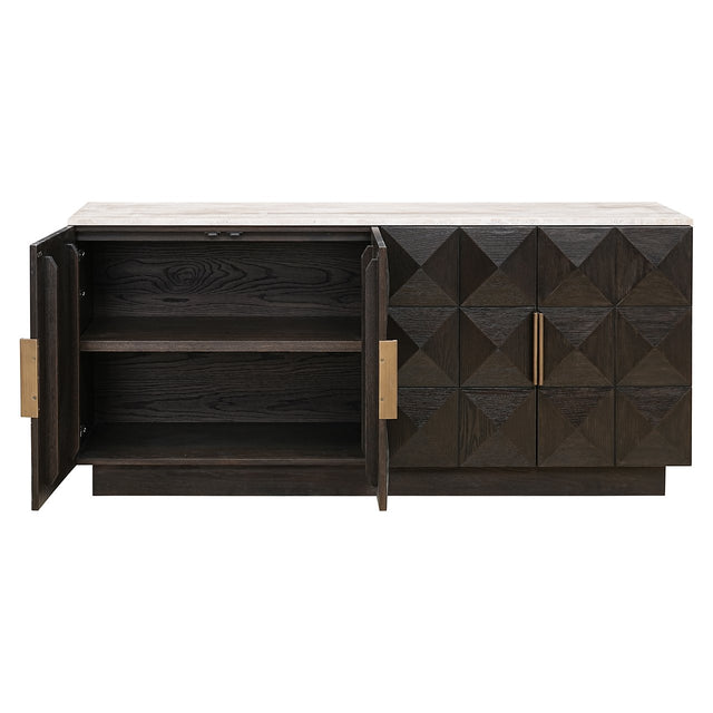 Dressoir Claremont 4-deurs (Brown) van Richmond Interiors – Luxe comfort op maat van PureWonen. Vraag naar de beste prijs.