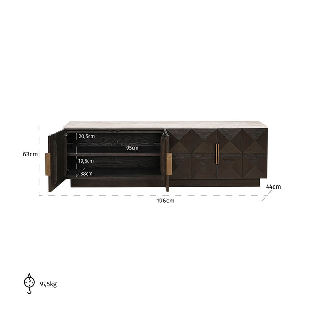 Tv-dressoir Claremont 4-deurs (Brown) van Richmond Interiors – Luxe comfort op maat van PureWonen. Vraag naar de beste prijs.
