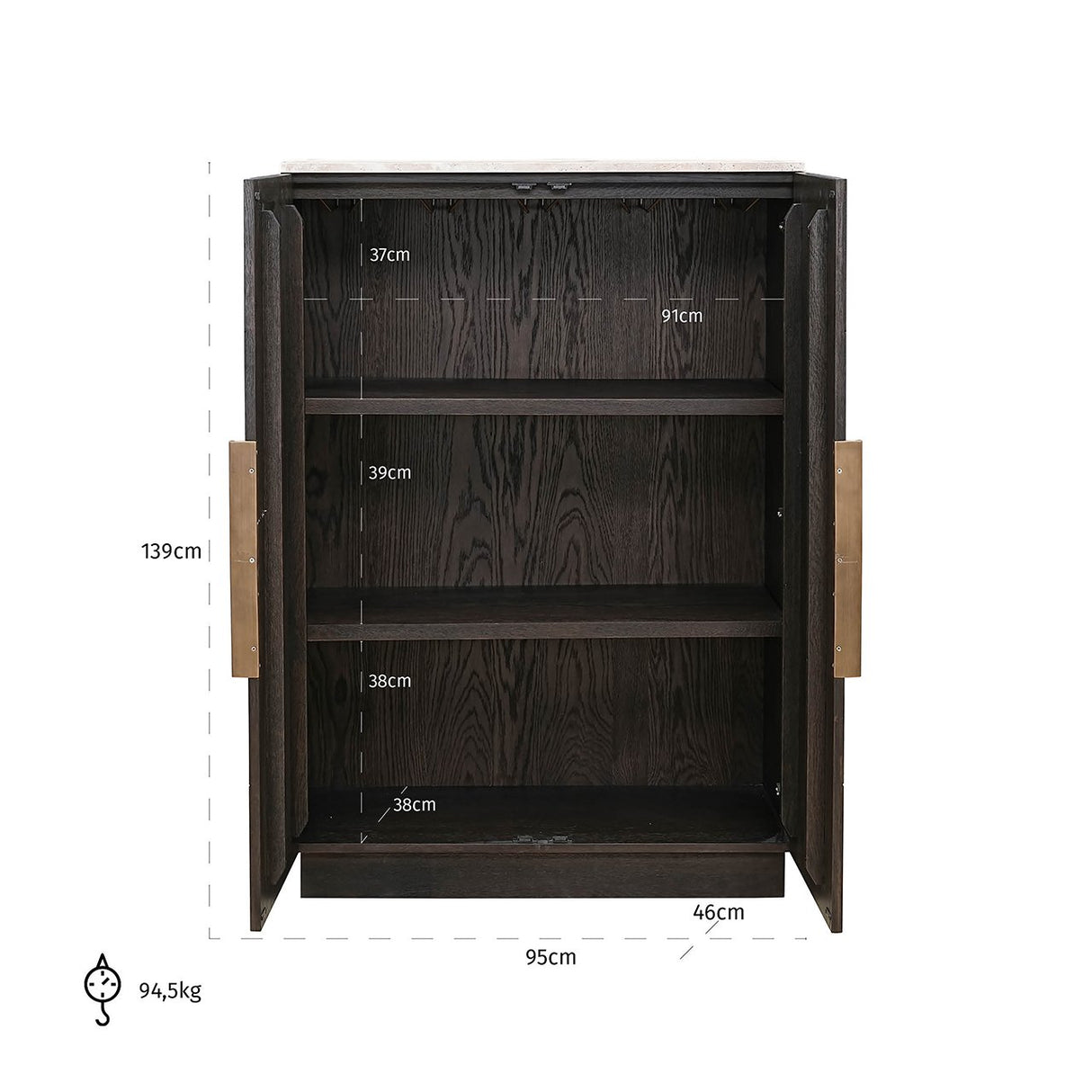 Wandkast Claremont 2-deurs (Brown) van Richmond Interiors – Luxe comfort op maat van PureWonen. Vraag naar de beste prijs.