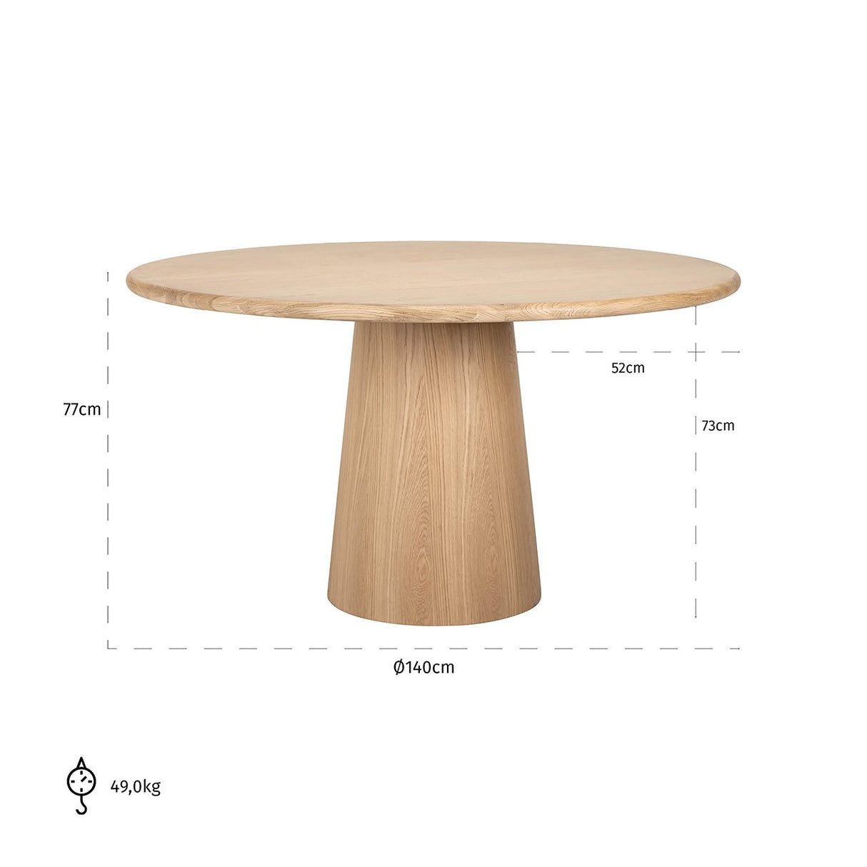 Eettafel Oakley 140Ø (Natural oak) van Richmond Interiors – Luxe comfort op maat van PureWonen. Vraag naar de beste prijs.
