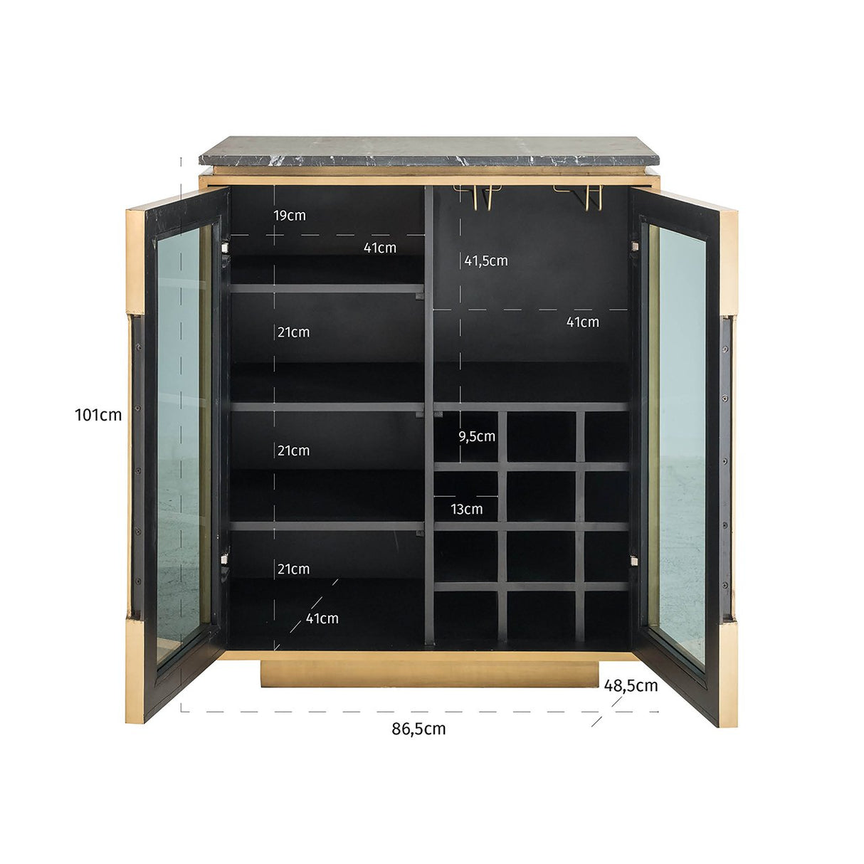 Dressoir Finsbury 2-deurs (Black/gold) van Richmond Interiors – Luxe comfort op maat van PureWonen. Vraag naar de beste prijs.