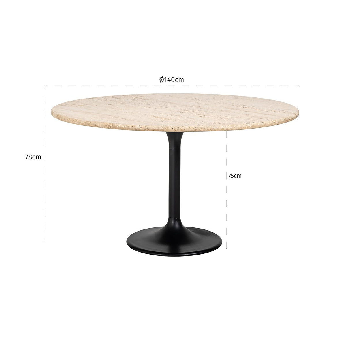 Eettafel Hampton 140Ø (Black) van Richmond Interiors – Luxe comfort op maat van PureWonen. Vraag naar de beste prijs.