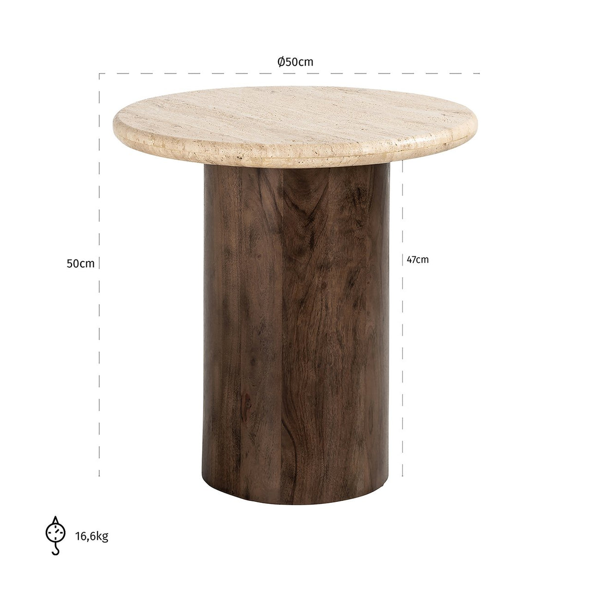Bijzettafel Douglas 50Ø (Brown) van Richmond Interiors – Luxe comfort op maat van PureWonen. Vraag naar de beste prijs.