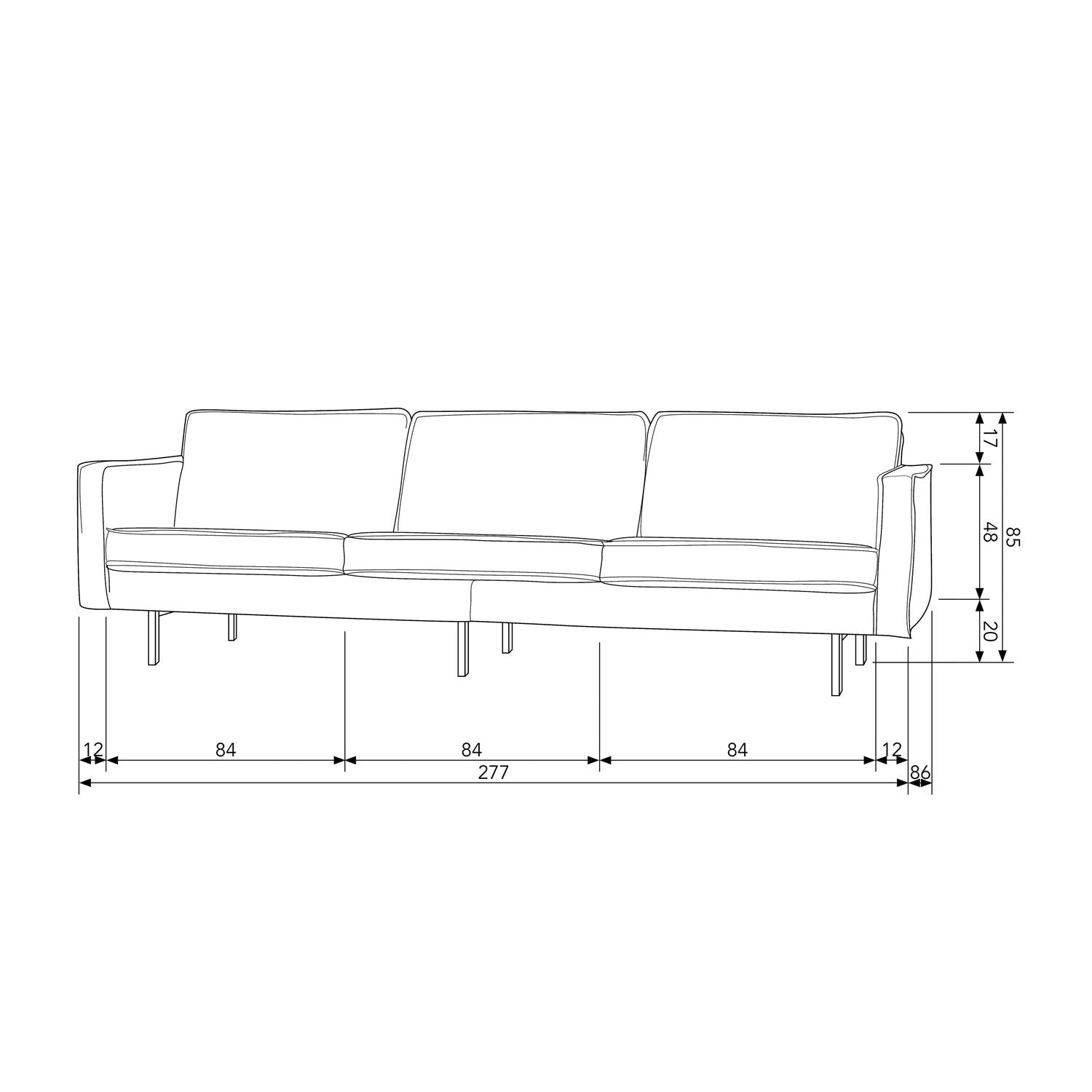 Rodeo 3 Zits Bank Velvet Oker