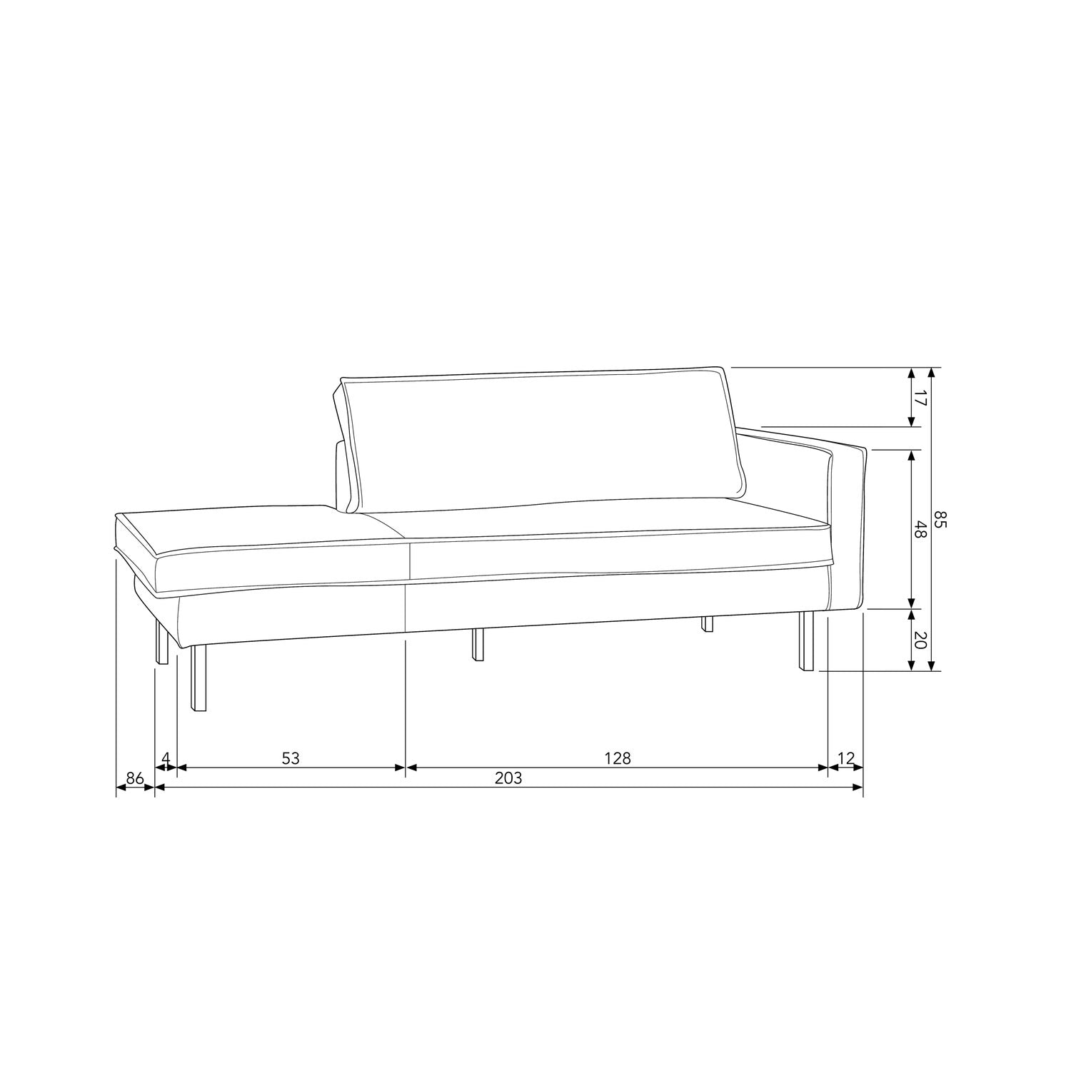 Rodeo Daybed Rechts Velvet Taupe