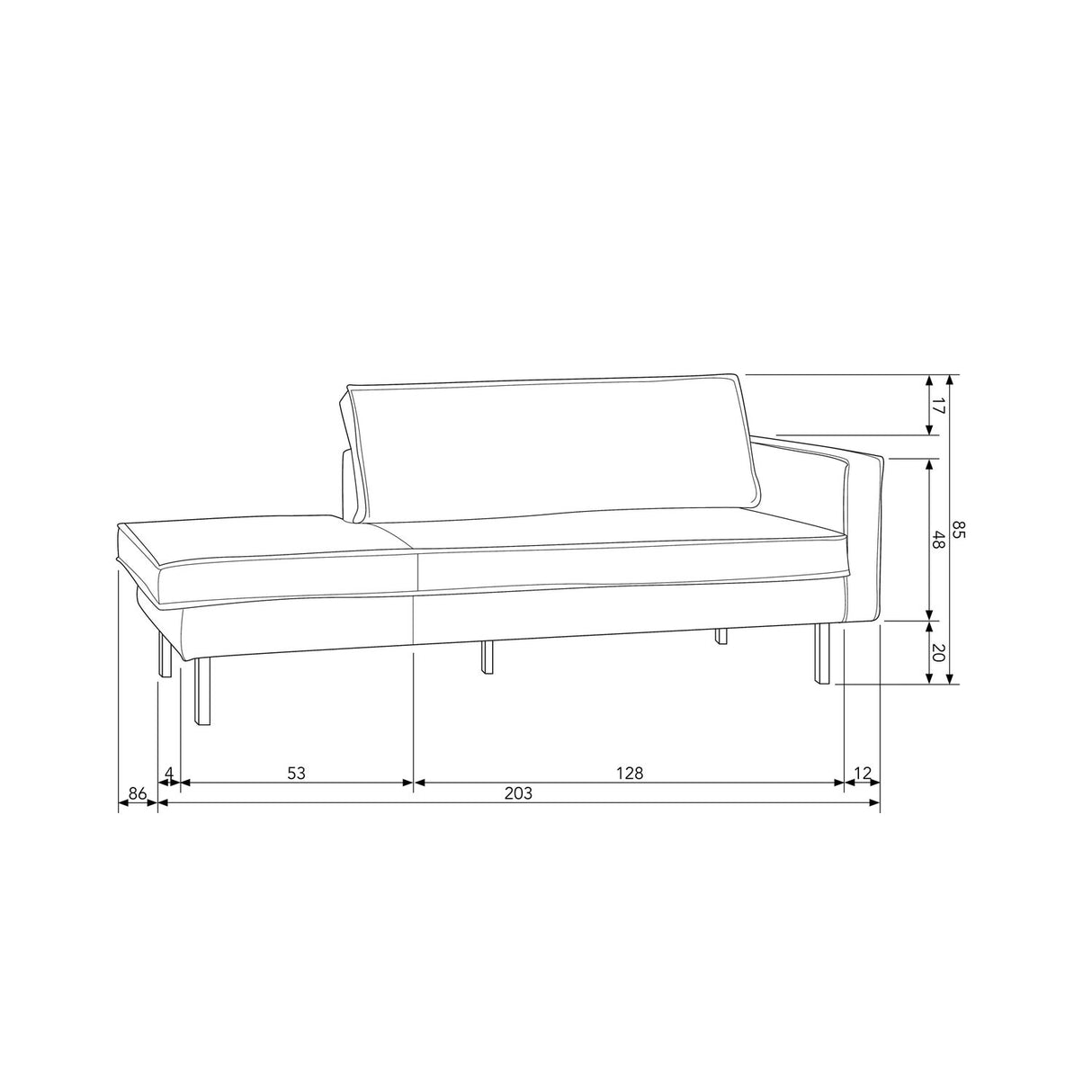Rodeo Daybed Rechts Ecoleer Cognac