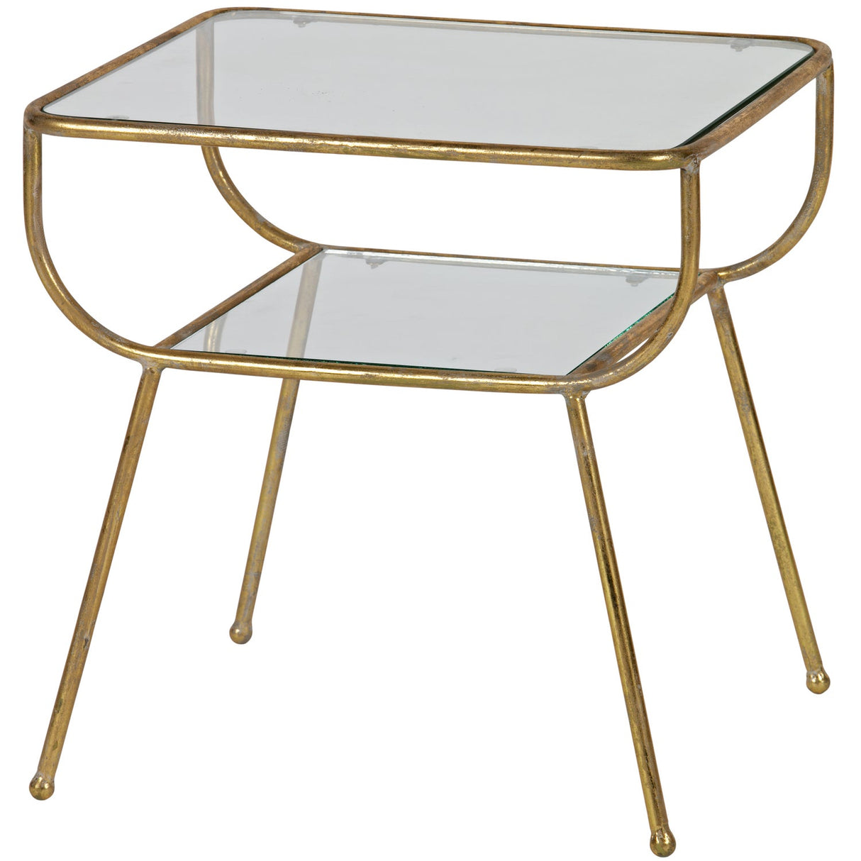 Amazing Bijzettafel Metaal/Glas Antique Brass