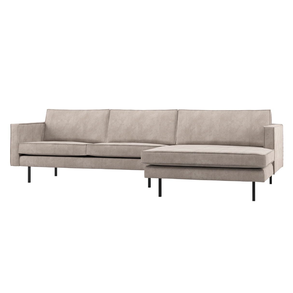 Rodeo Chaise Longue Bank Rechts Ribstof Donkerzand