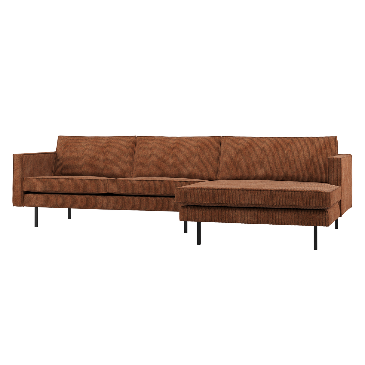 Rodeo Chaise Longue Bank Rechts Ribstof Roestbruin