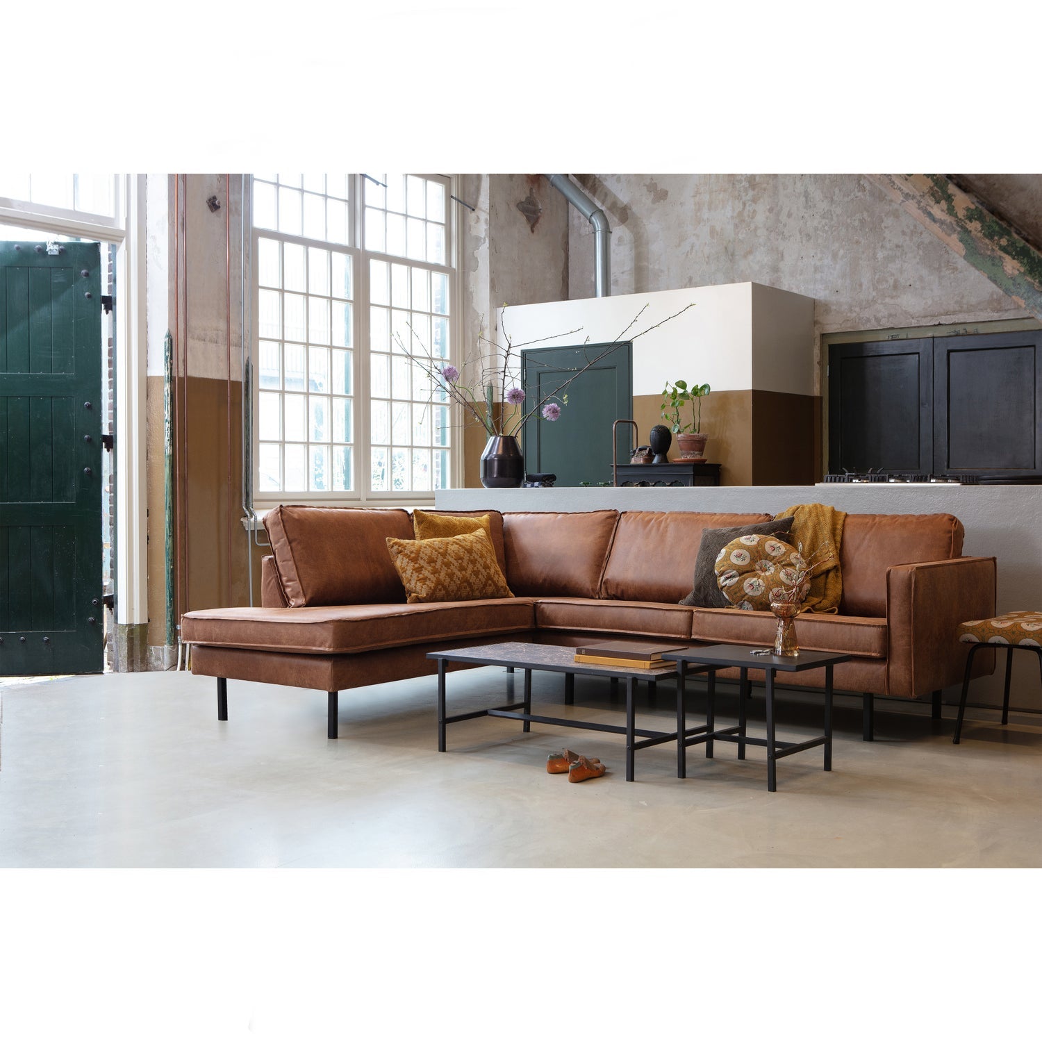 Rodeo Hoekbank Links Ecoleer Cognac
