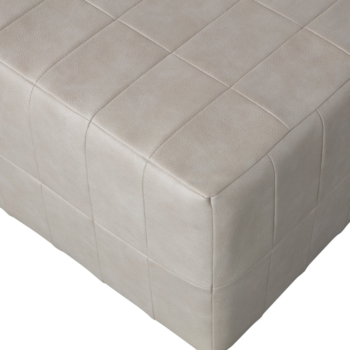 Patchwork Poef Leerlook Naturel