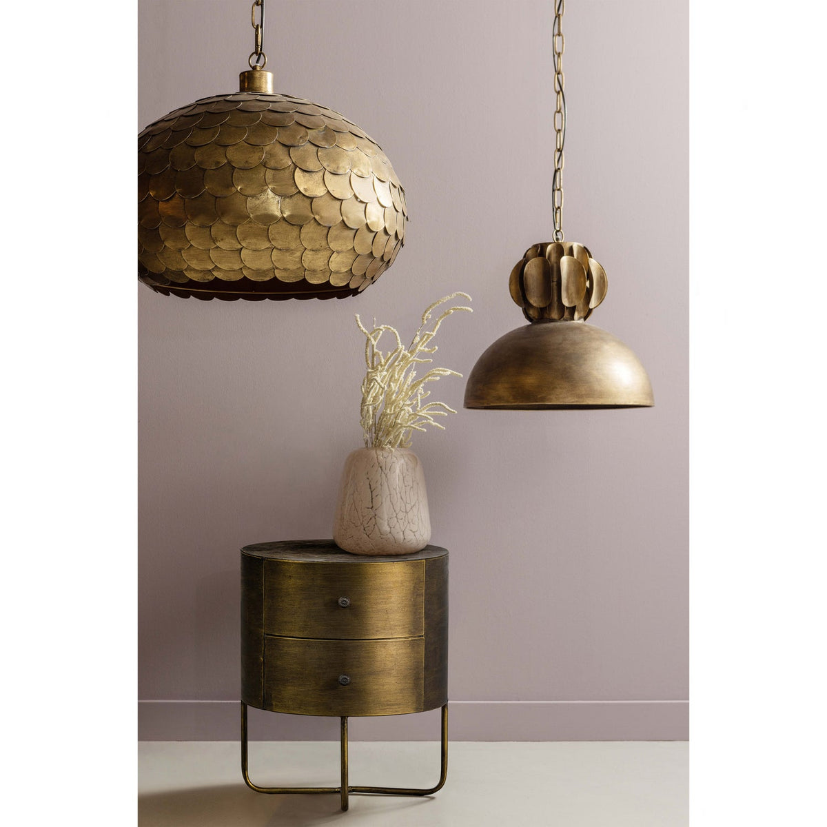 Glossy Rond Kastje Metaal Antique Brass