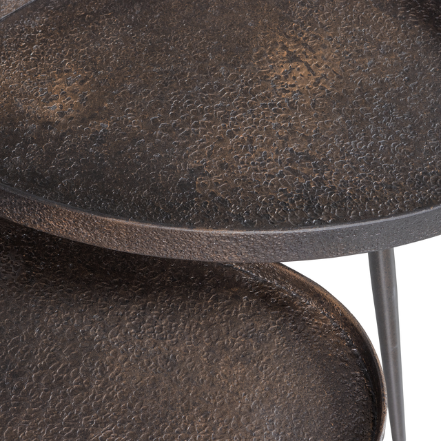 Crude Bijzettafels Antique Brons Set Van 2