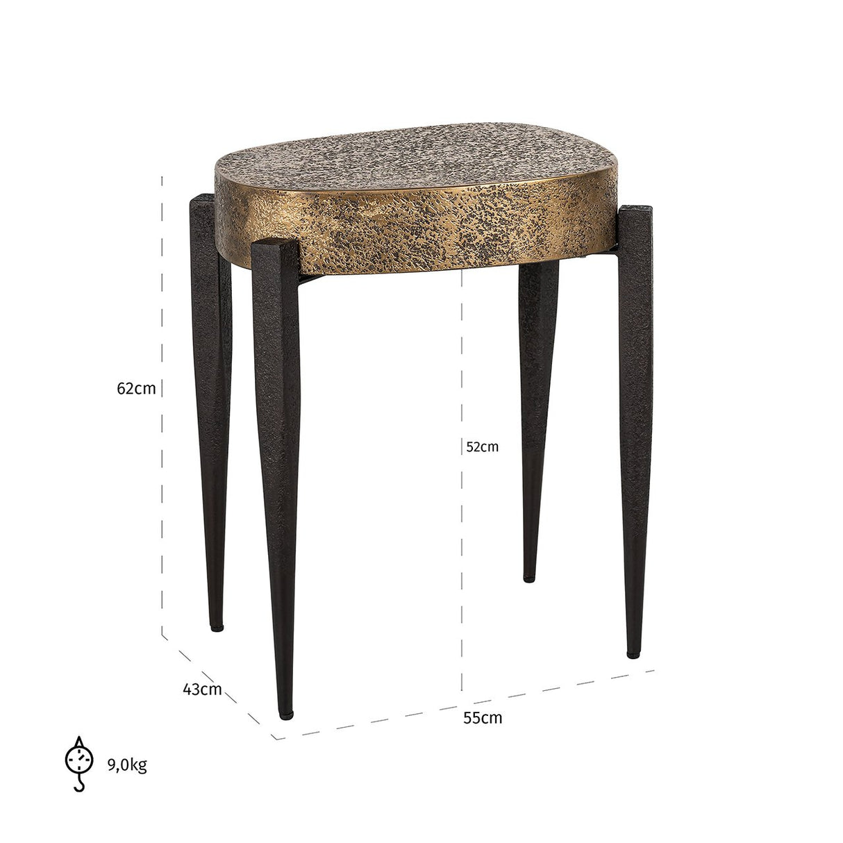 Bijzettafel Declan (Black/gold) van Richmond Interiors – Luxe comfort op maat van PureWonen. Vraag naar de beste prijs.