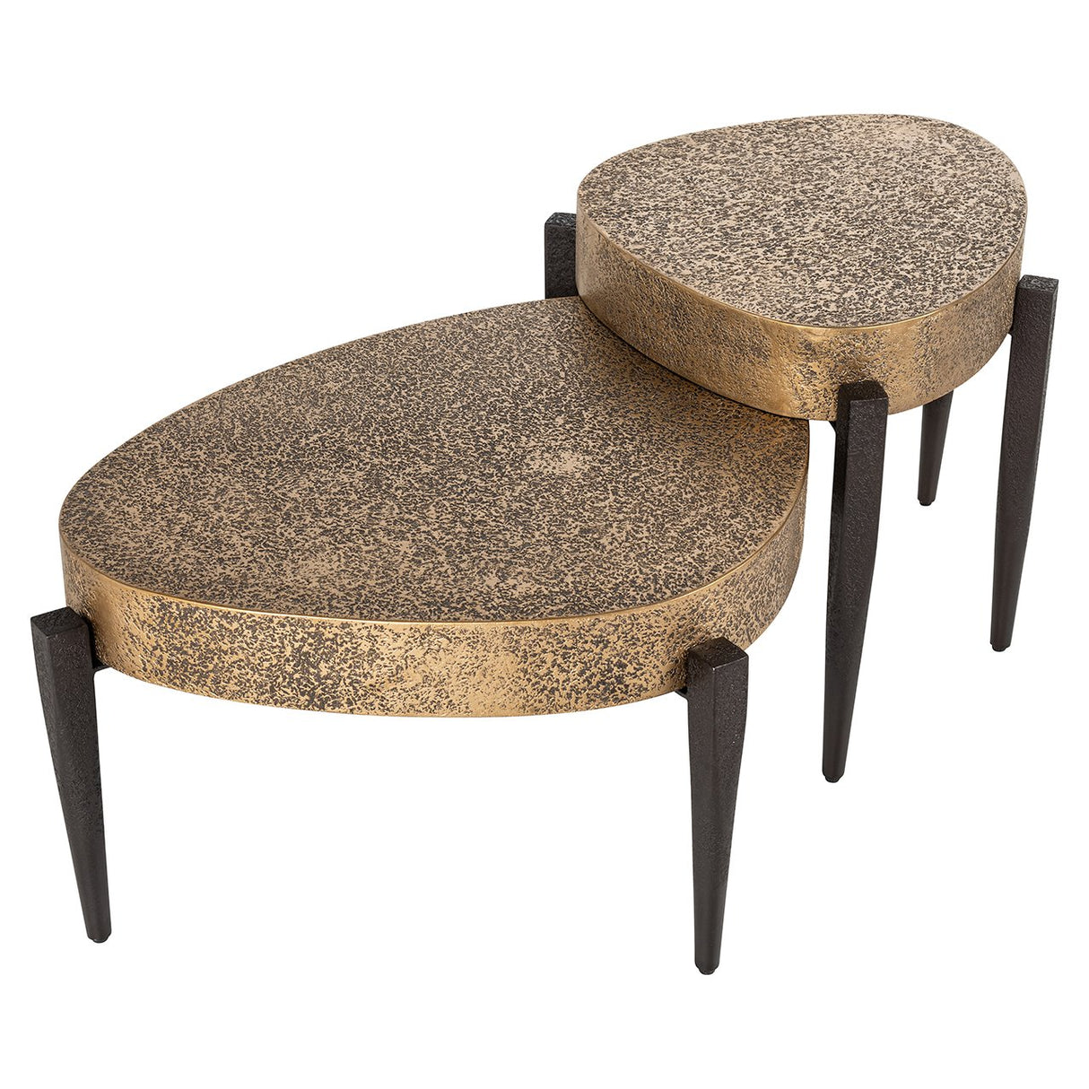 Salontafel Marquee set van 2 (Black/gold) van Richmond Interiors – Luxe comfort op maat van PureWonen. Vraag naar de beste prijs.