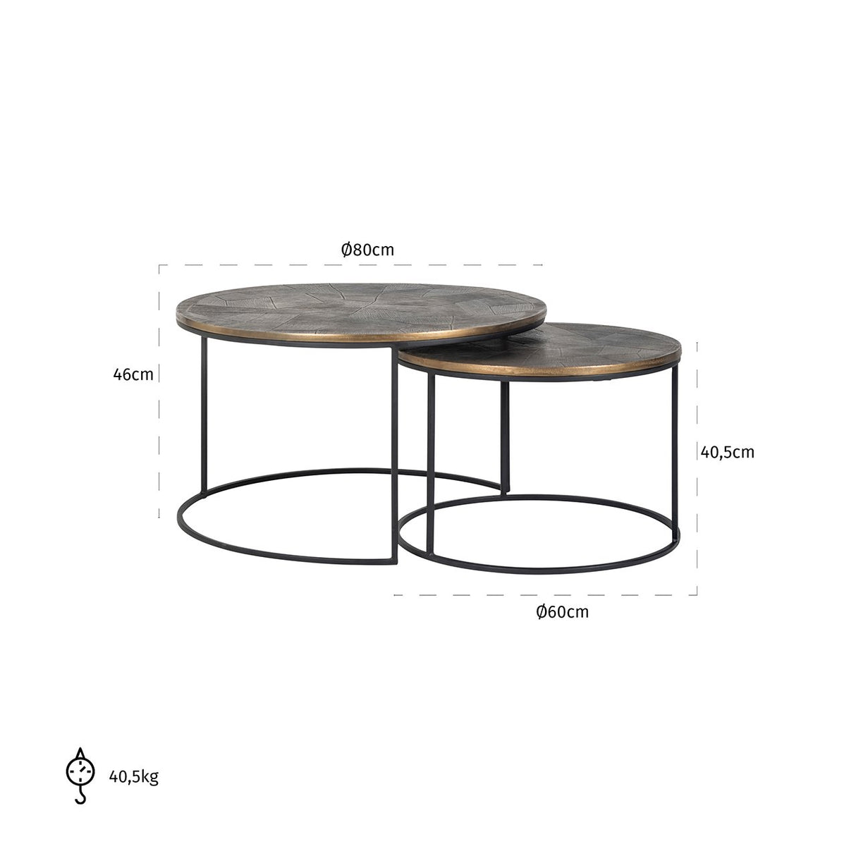 Salontafel Tulum set van 2 (Brushed Gold) van Richmond Interiors – Luxe comfort op maat van PureWonen. Vraag naar de beste prijs.