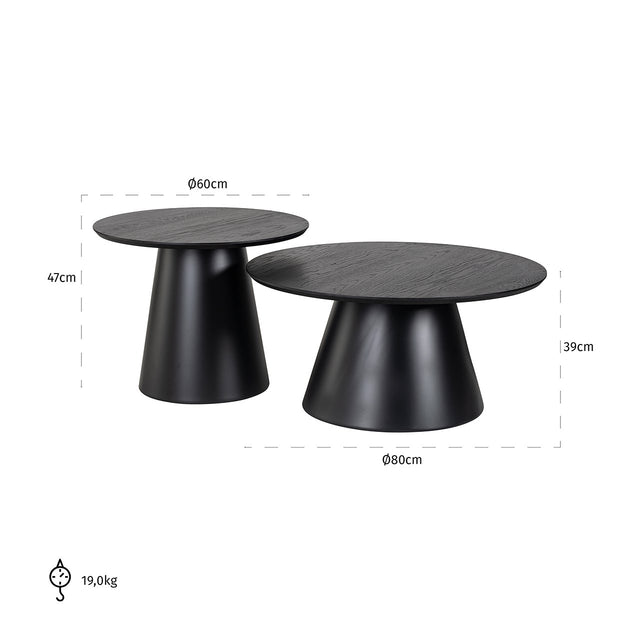 Salontafel Jazz set van 2 (Black) van Richmond Interiors – Luxe comfort op maat van PureWonen. Vraag naar de beste prijs.