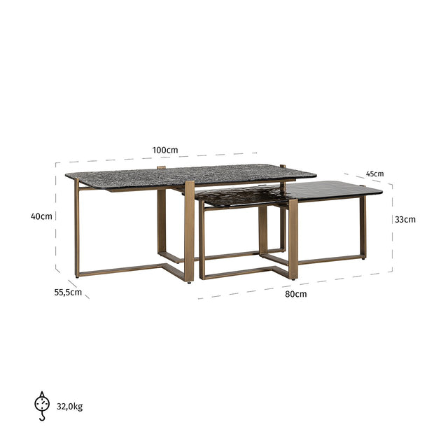 Salontafel Sterling set van 2 (Brown) van Richmond Interiors – Luxe comfort op maat van PureWonen. Vraag naar de beste prijs.