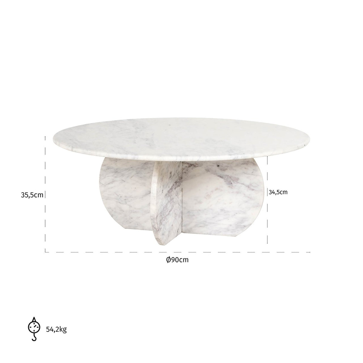 Salontafel Holmes 90Ø (White) van Richmond Interiors – Luxe comfort op maat van PureWonen. Vraag naar de beste prijs.