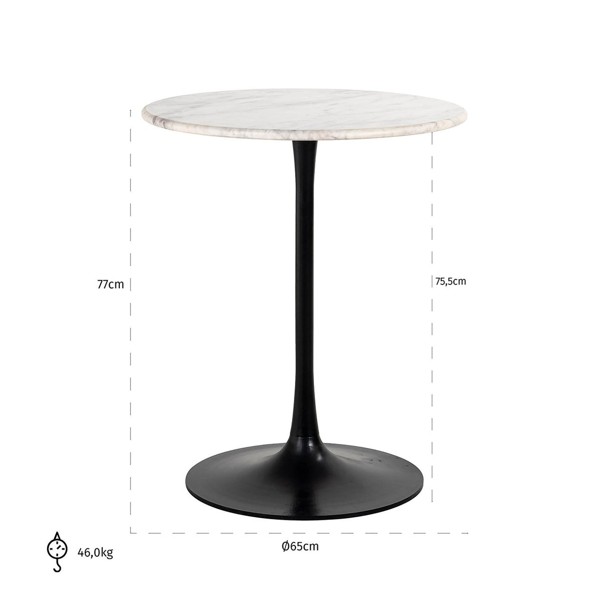 Bistrotafel Carlten wit 65Ø (Black/white) van Richmond Interiors – Luxe comfort op maat van PureWonen. Vraag naar de beste prijs.