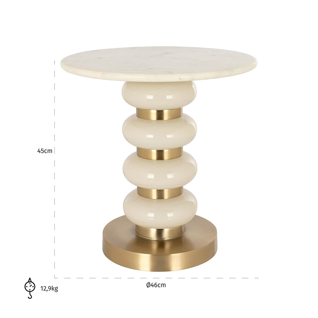 Bijzettafel Boann white (White) van Richmond Interiors – Luxe comfort op maat van PureWonen. Vraag naar de beste prijs.