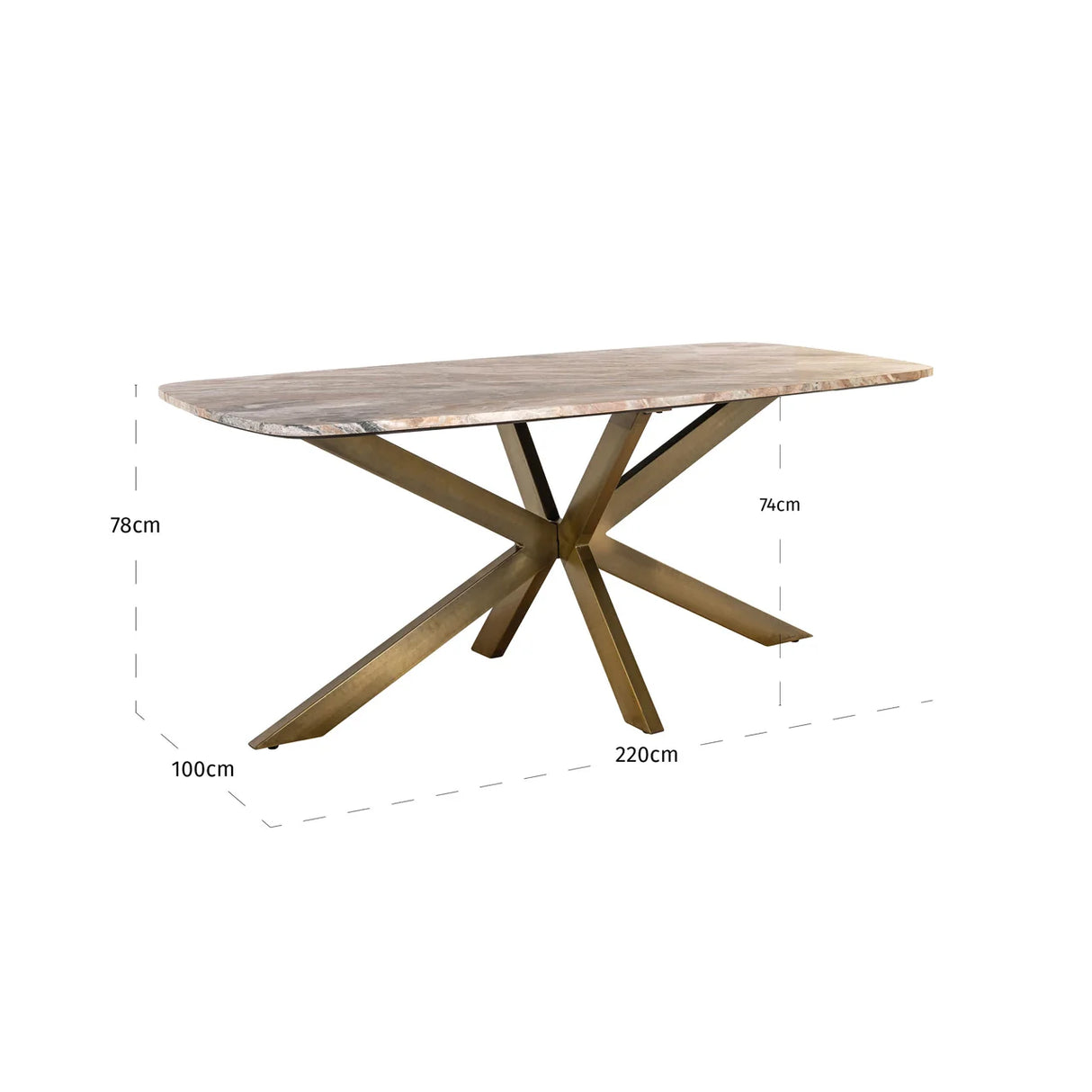 Eettafel Bottega Blush beige danish oval 220