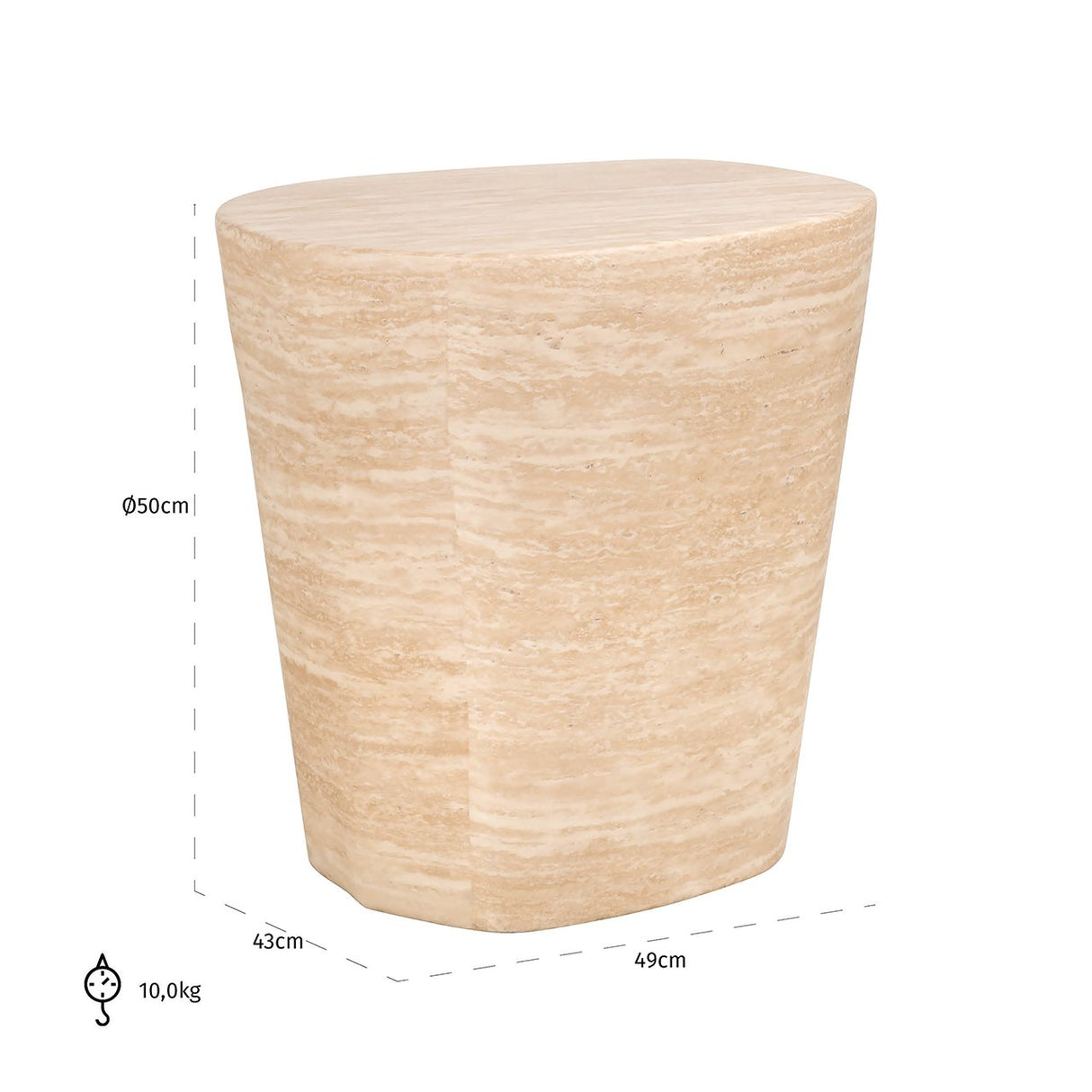 Bijzettafel Fictus Travertine faux (Beige) van Richmond Interiors – Luxe comfort op maat van PureWonen. Vraag naar de beste prijs.