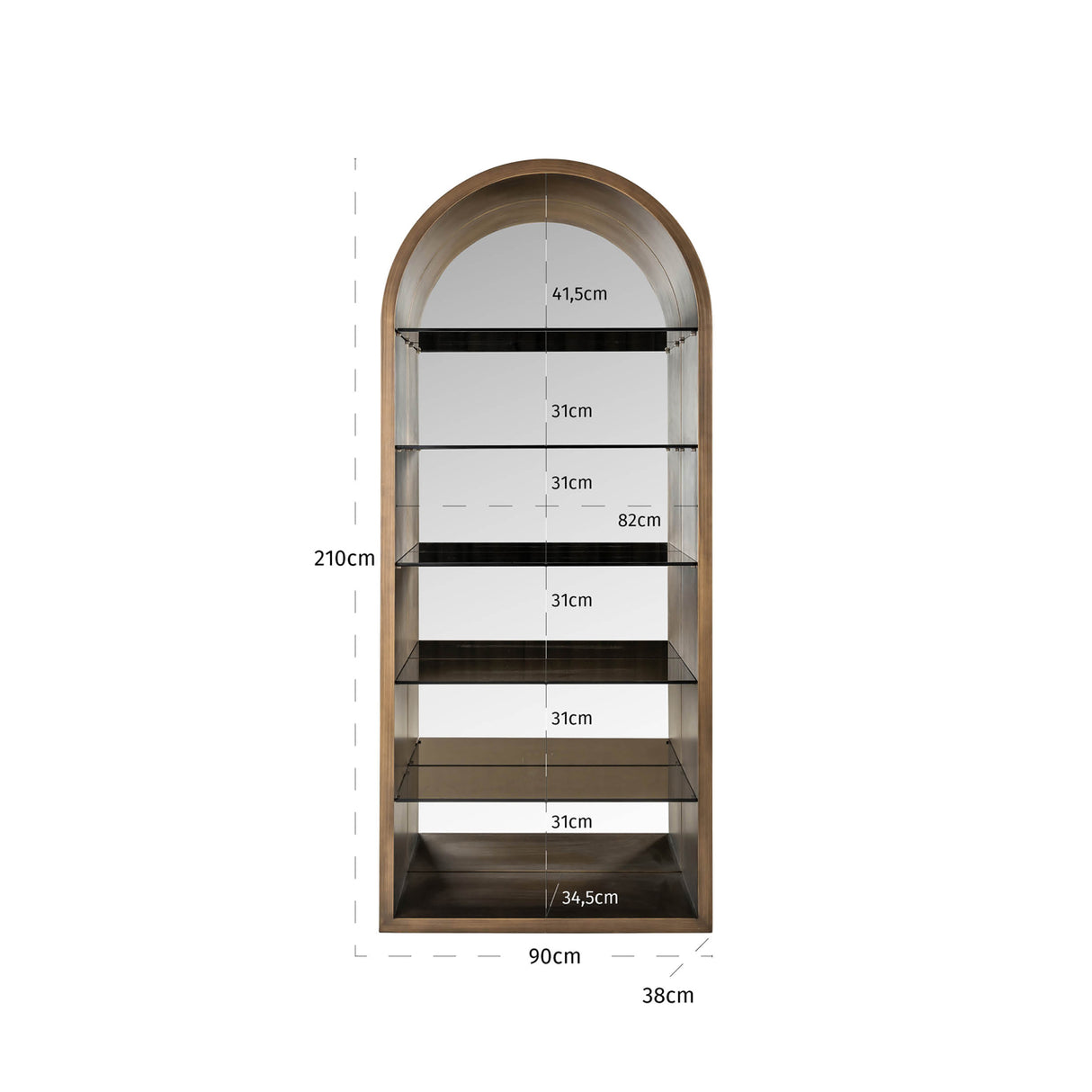 Wandkast Bowic brushed gold