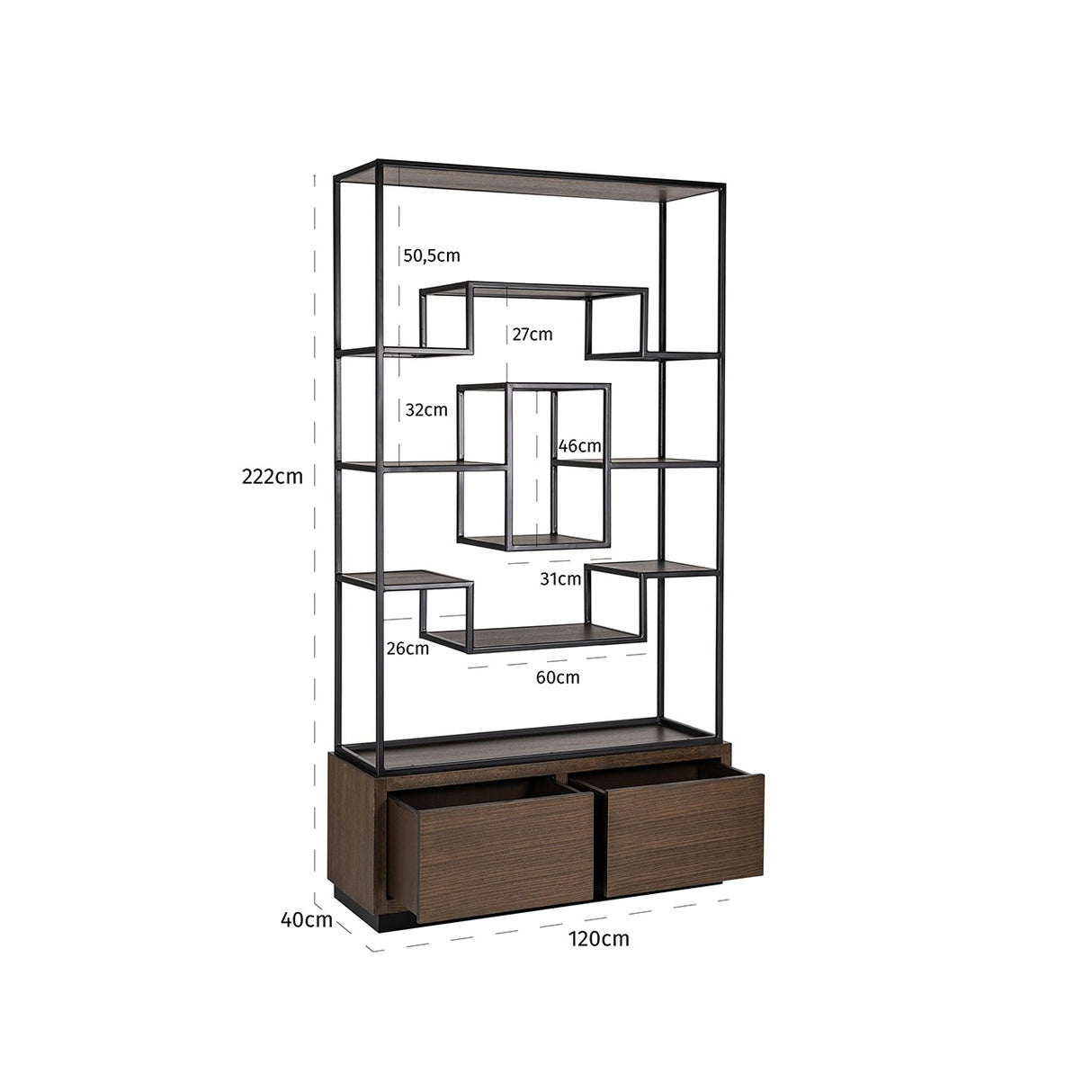 Wandkast Bonvoy brown 2-laden (Brown) van Richmond Interiors – Luxe comfort op maat van PureWonen. Vraag naar de beste prijs.