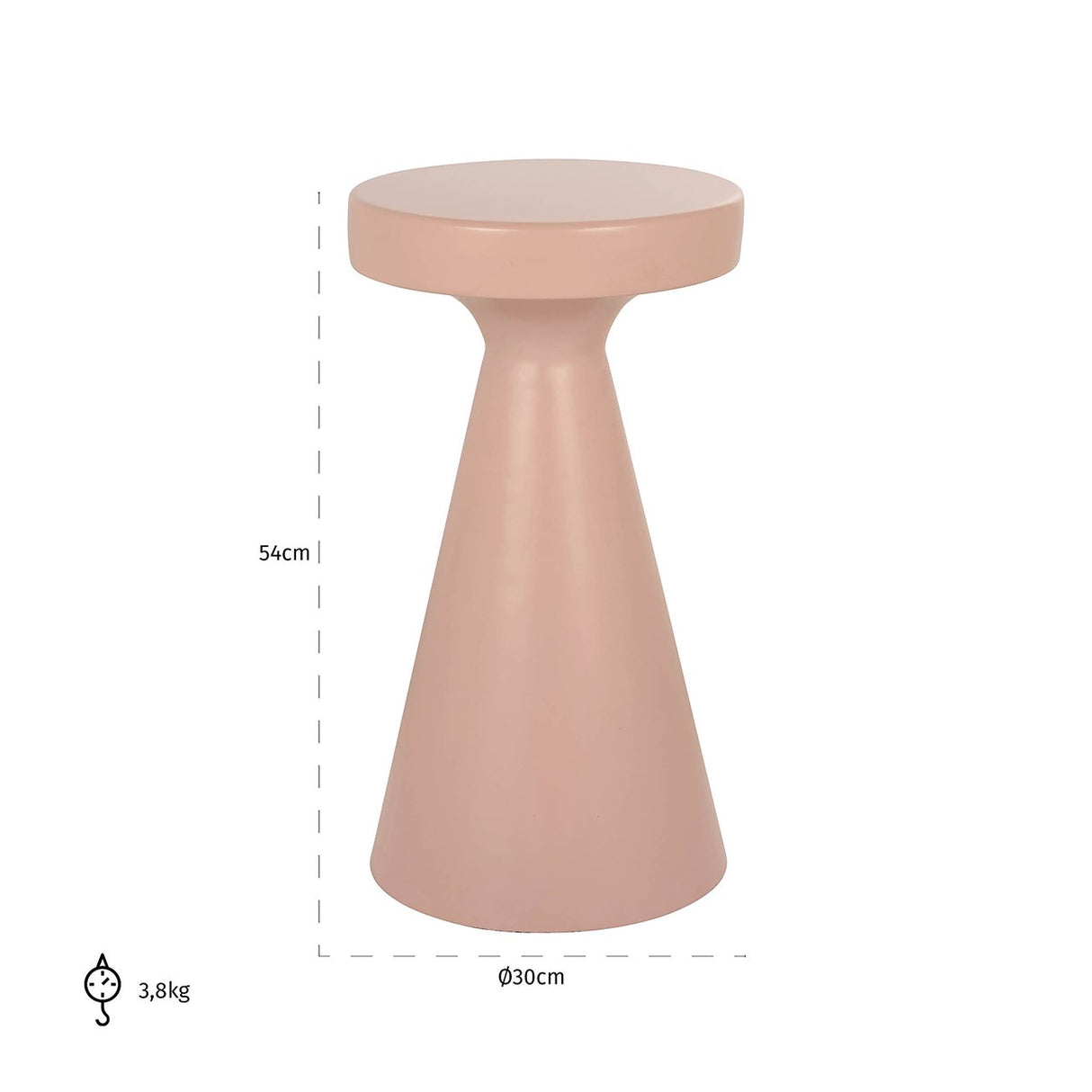 Bijzettafel Kimble roze groot 30Ø (Pink) van Richmond Interiors – Luxe comfort op maat van PureWonen. Vraag naar de beste prijs.