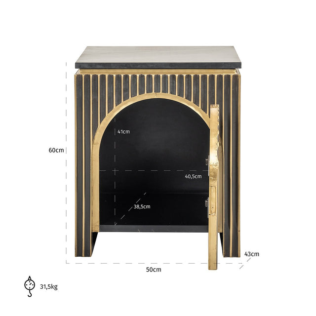 Nachtkastje Les Arcs 1-deur (Brushed Gold) van Richmond Interiors – Luxe comfort op maat van PureWonen. Vraag naar de beste prijs.