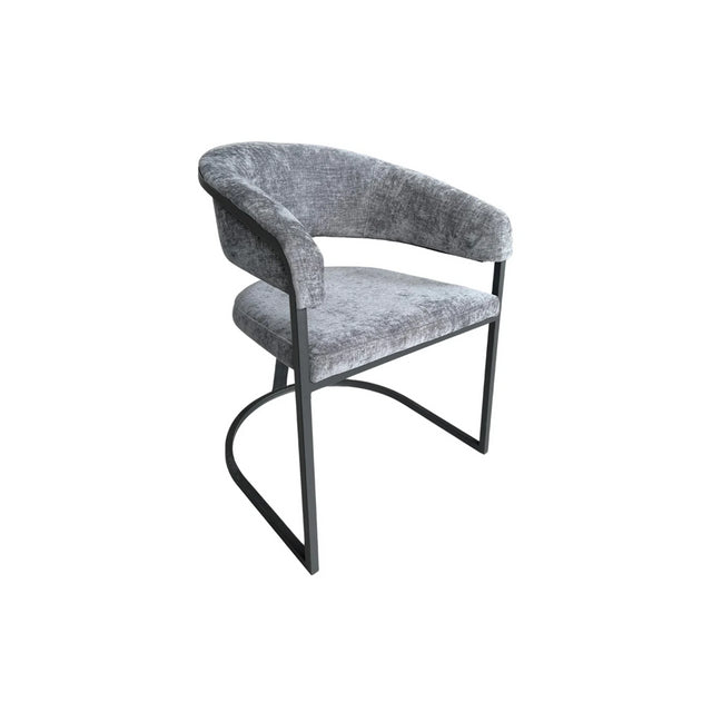 CHAIR ACELYA -267- BLACK + D.GREY VELVET-TEDDY