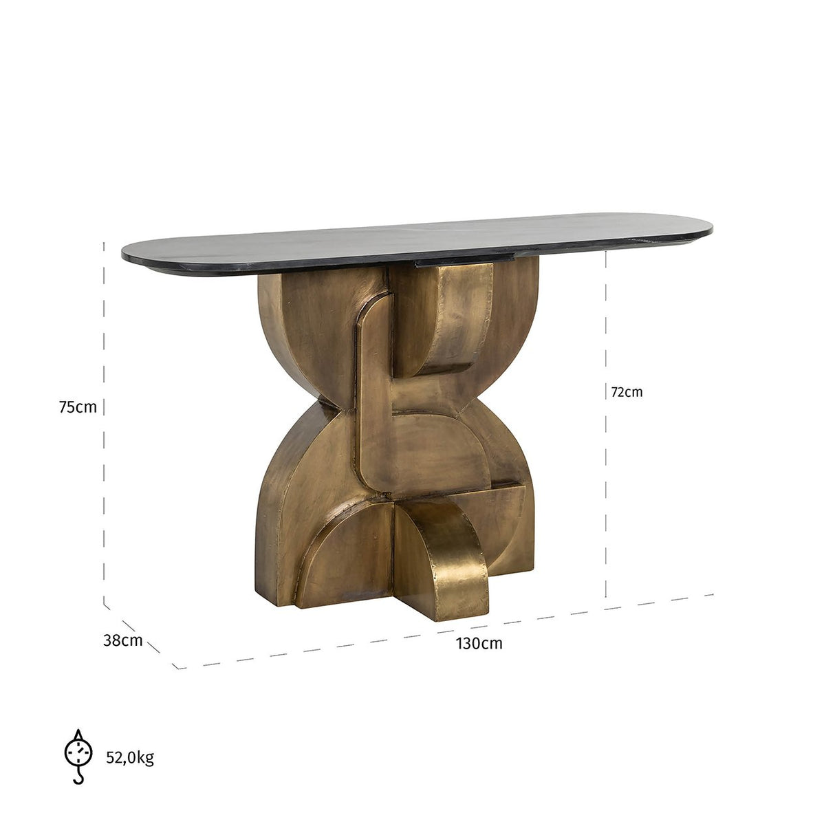 Wandtafel Maddox (Black/gold) van Richmond Interiors – Luxe comfort op maat van PureWonen. Vraag naar de beste prijs.