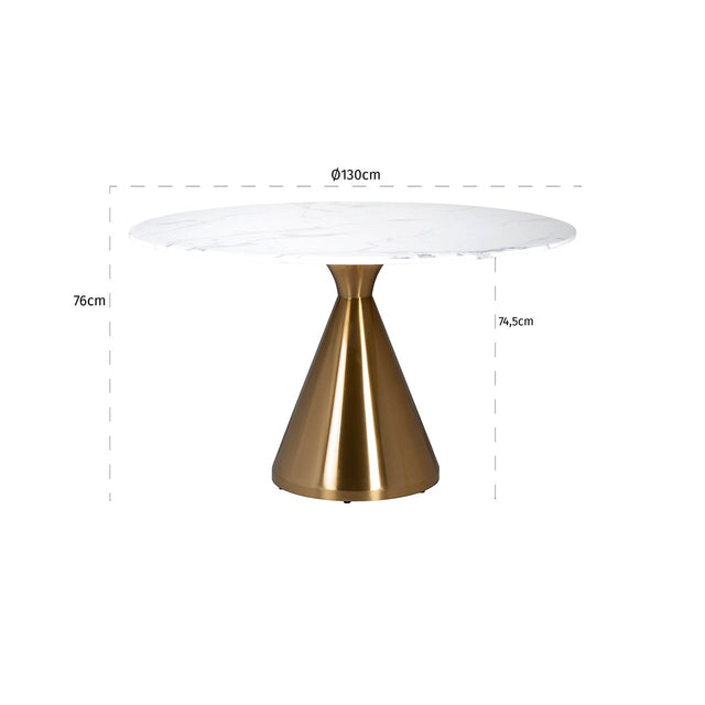 Eettafel Tenille 130Ø (Brushed Gold) van Richmond Interiors – Luxe comfort op maat van PureWonen. Vraag naar de beste prijs.