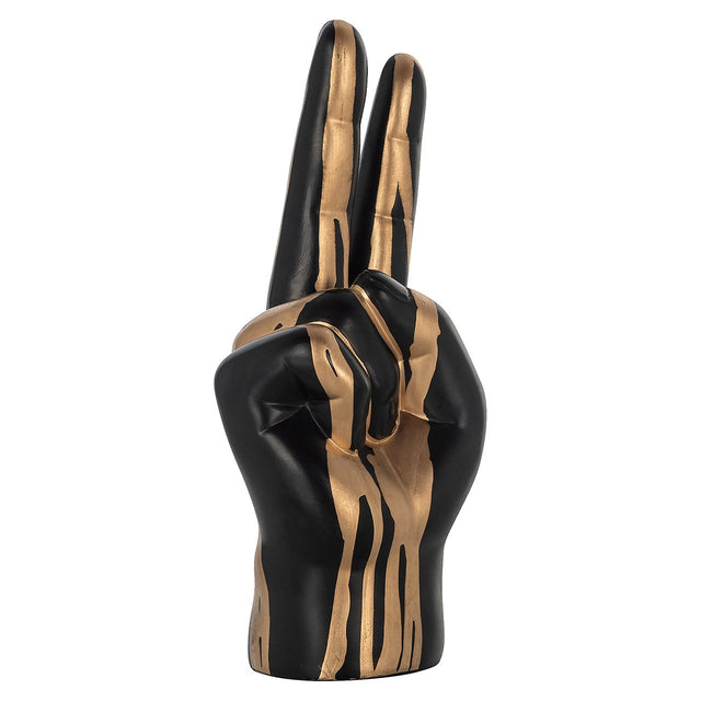 Deco object hand peace (Black/gold) van Richmond Interiors – Luxe comfort op maat van PureWonen. Vraag naar de beste prijs.