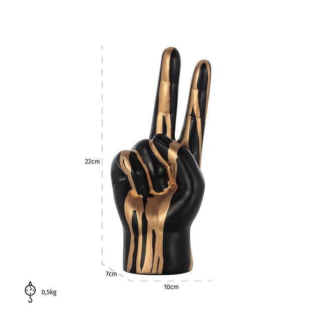 Deco object hand peace (Black/gold) van Richmond Interiors – Luxe comfort op maat van PureWonen. Vraag naar de beste prijs.