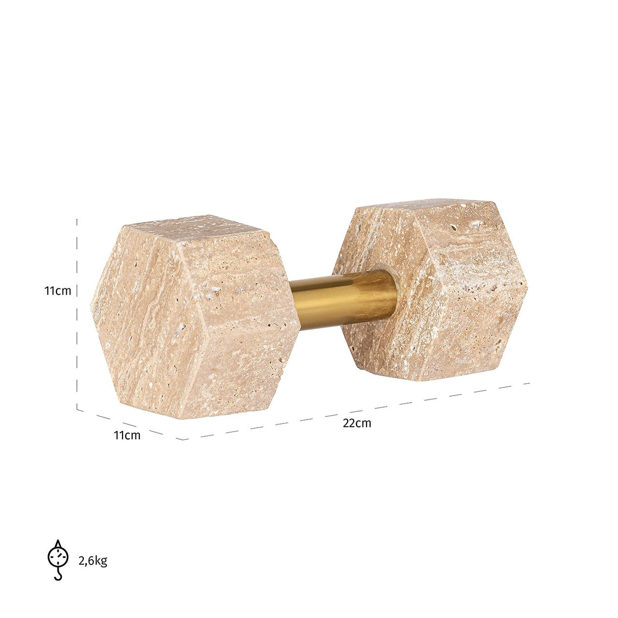 Deco object Dumble beige / shiny brass (Beige) van Richmond Interiors – Luxe comfort op maat van PureWonen. Vraag naar de beste prijs.