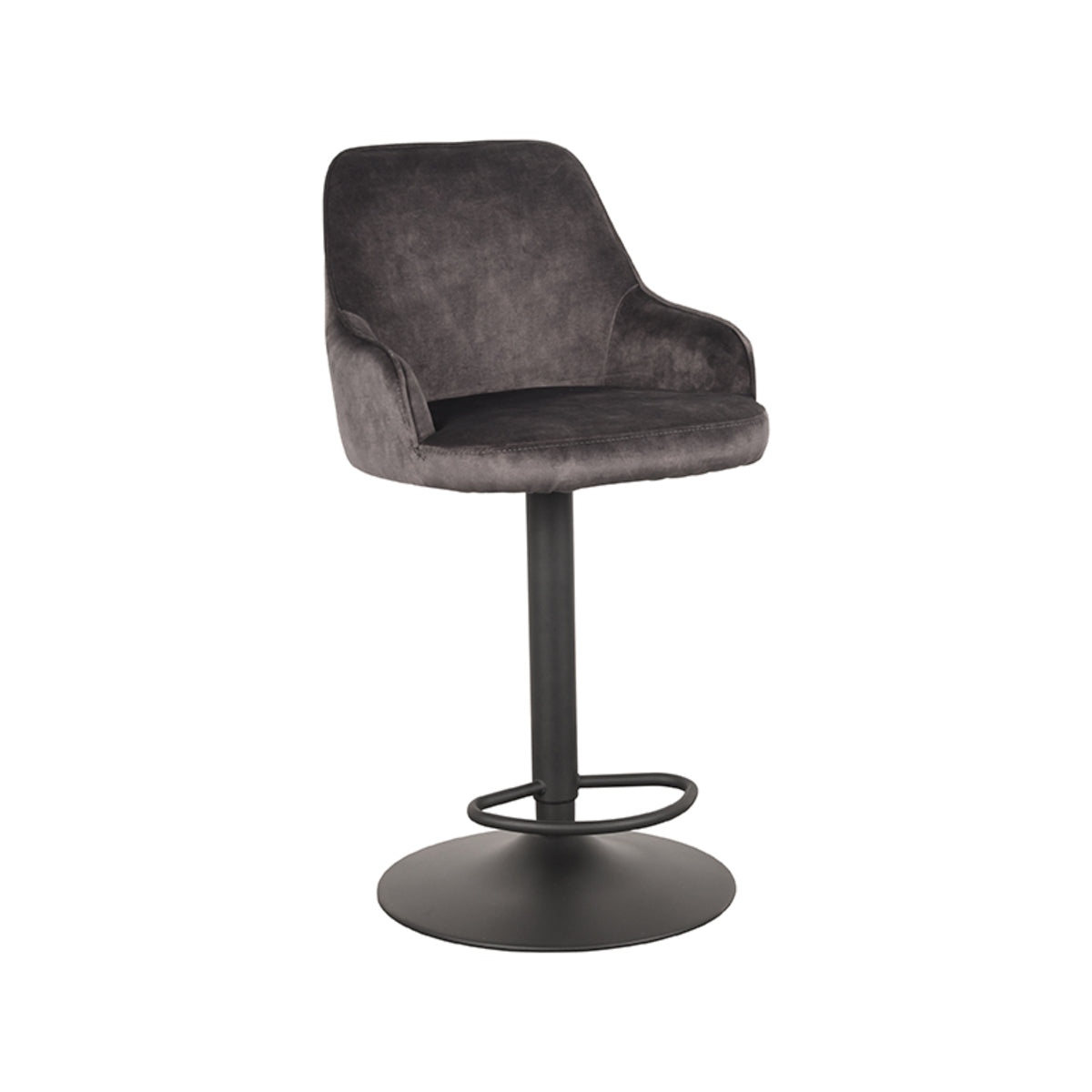 LABEL51 Barkruk Fender - Antraciet - Velours - Gaslift van LABEL51 – Luxe comfort op maat van PureWonen. Vraag naar de beste prijs.