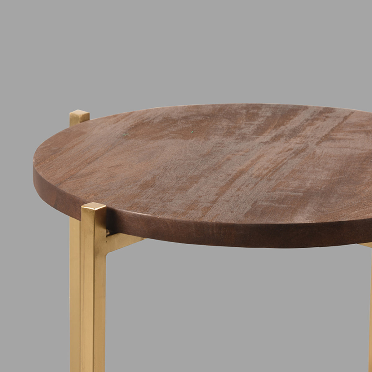 LABEL51 Bijzettafel Dox - Espresso - Mangohout - Goud Onderstel van LABEL51 - laagste prijs offerte van PureWonen