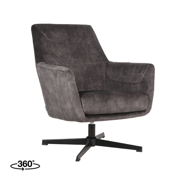 LABEL51 Fauteuil Toby - Antraciet - Velours van LABEL51 – Luxe comfort op maat van PureWonen. Vraag naar de beste prijs.