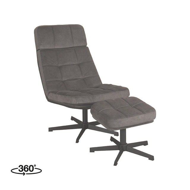 LABEL51 Fauteuil Alvar - Antraciet - Cosmo - Incl. Hocker van LABEL51 – Luxe comfort op maat van PureWonen. Vraag naar de beste prijs.