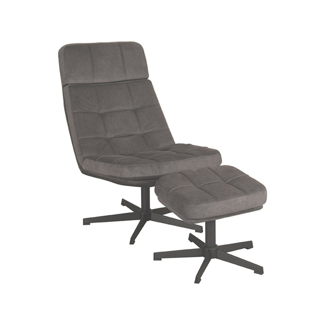 LABEL51 Fauteuil Alvar - Antraciet - Cosmo - Incl. Hocker van LABEL51 – Luxe comfort op maat van PureWonen. Vraag naar de beste prijs.