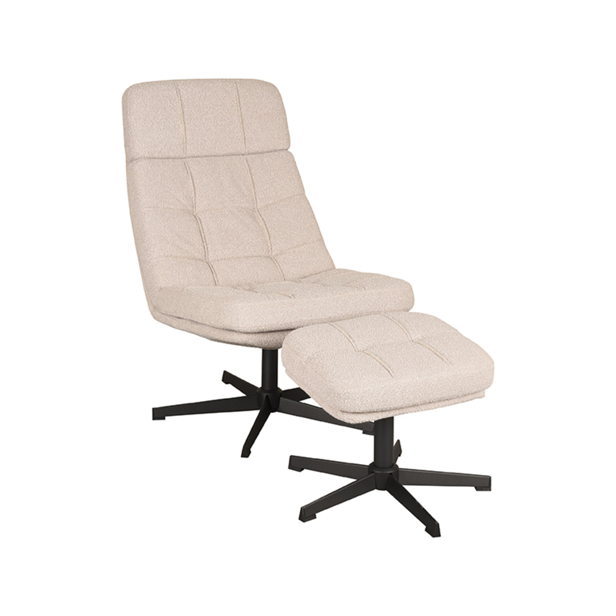 LABEL51 Fauteuil Alvar - Naturel - Boucle - Incl. Hocker van LABEL51 – Luxe comfort op maat van PureWonen. Vraag naar de beste prijs.