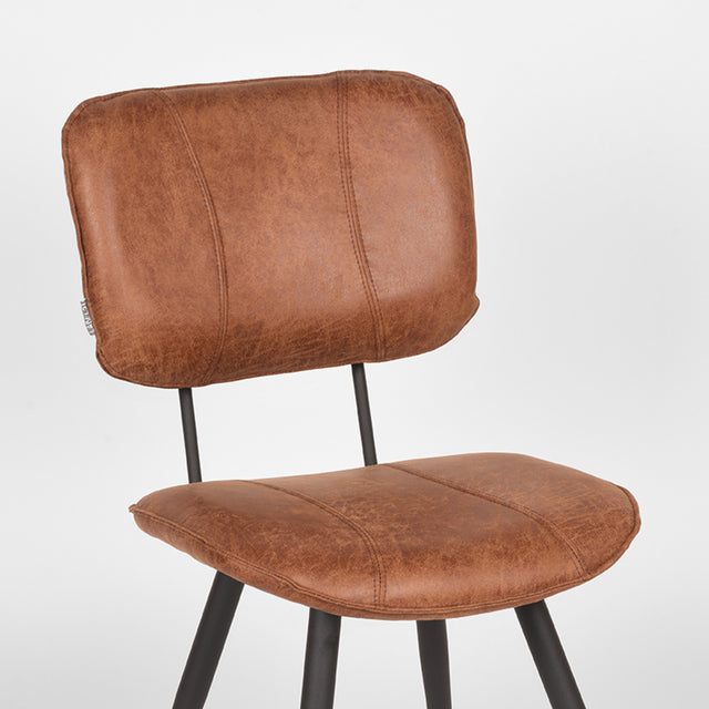 LABEL51 Eetkamerstoel Fos - Cognac - Leder van LABEL51 – Luxe comfort op maat van PureWonen. Vraag naar de beste prijs.