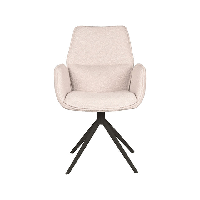 LABEL51 Eetkamerstoel Mellow - Naturel - Boucle - Zwart Onderstel van LABEL51 – Luxe comfort op maat van PureWonen. Vraag naar de beste prijs.