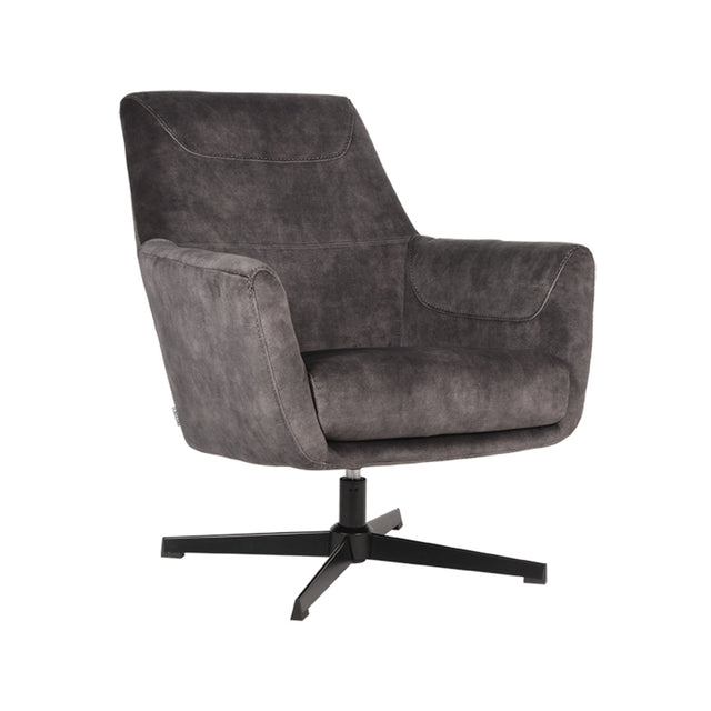 LABEL51 Fauteuil Toby - Antraciet - Velours van LABEL51 – Luxe comfort op maat van PureWonen. Vraag naar de beste prijs.
